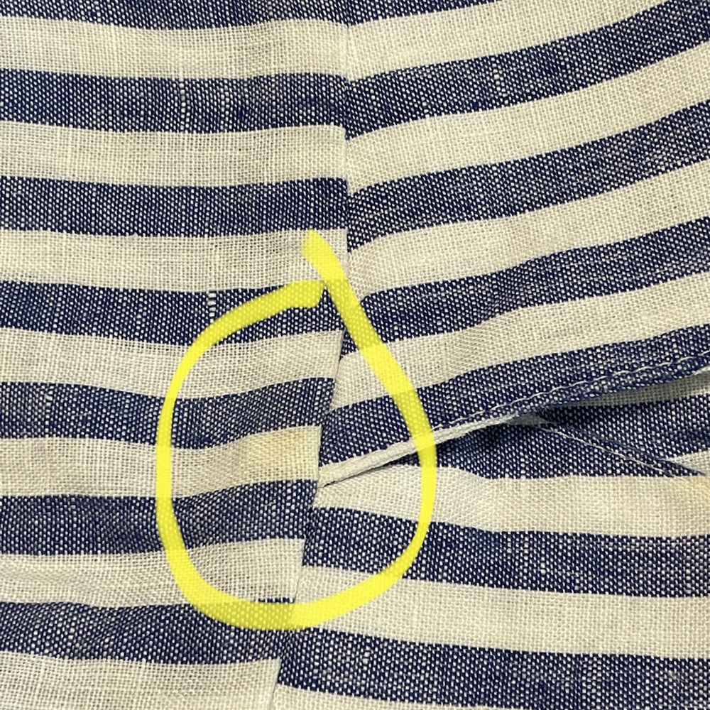 Boho Chic Blue and White Button Down 100% Linen Top size M - Picture 9 of 11